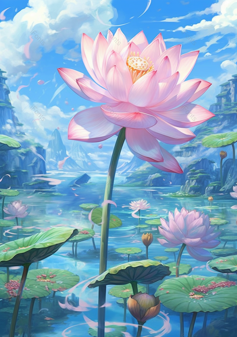 手绘唯美粉色荷花背景,插画/手绘图,插画/手绘图库,插画/手绘图下载,插画/手绘